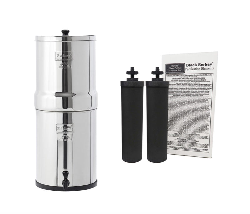 Gravity-fed Water Filter System 2.25 Gallon, Stainless Steel Water Purifier  System with 2 Water Filter, Sight Glass Spigot and Stand, Refreshing Water