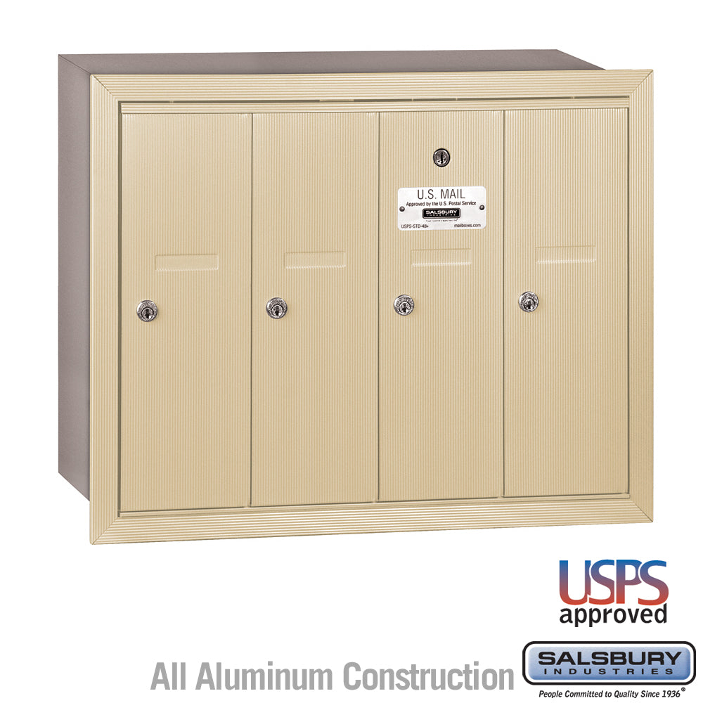 Salsbury Recessed Mounted 4 Door Vertical Mailbox with USPS Access, Bronze - 3504ZRU