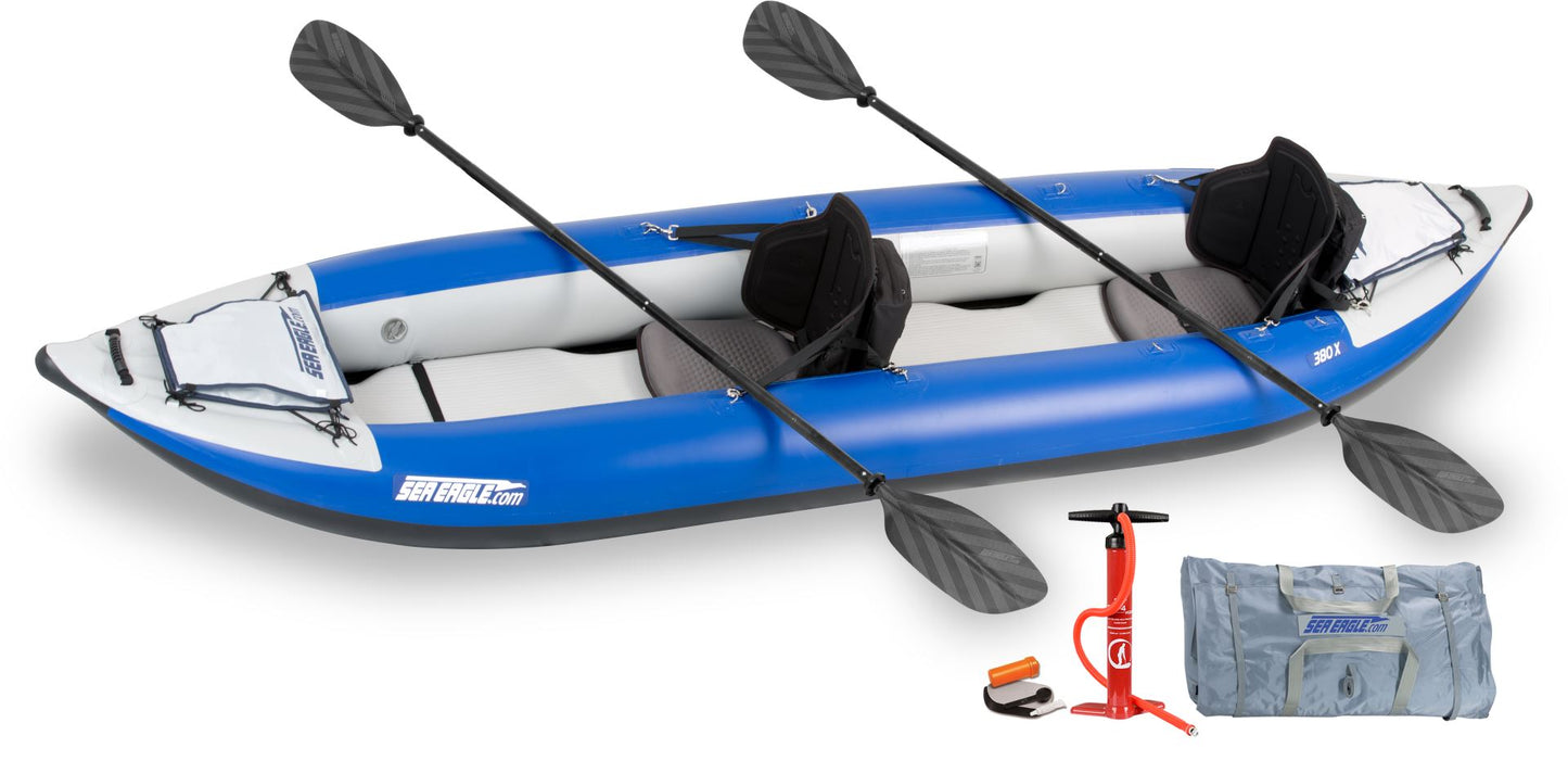 Sea Eagle 380X Inflatable 3 Person Kayak Explorer with Pro Package White/Blue