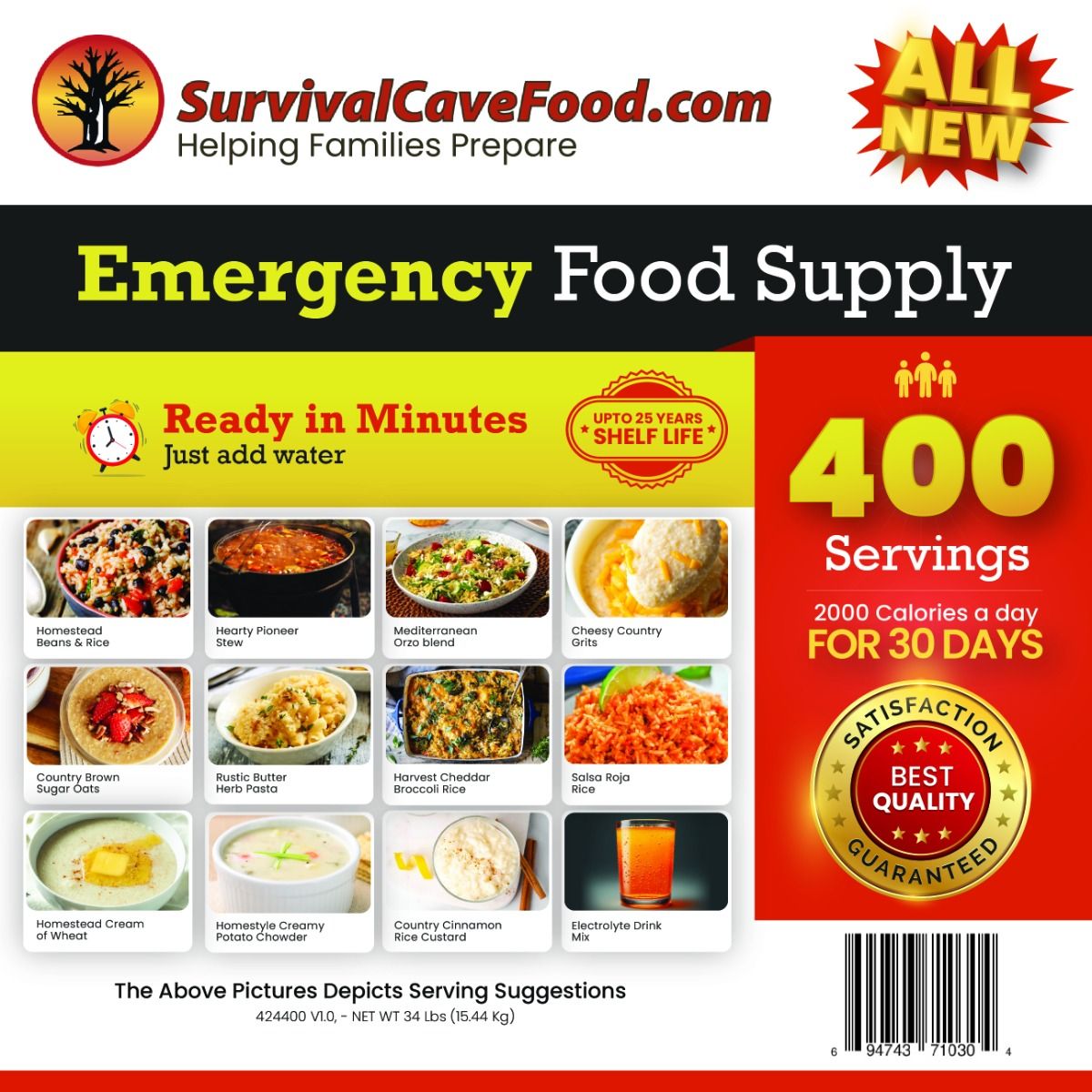 Survival Cave Food Ultimate 400-Serving Emergency Meal Kit