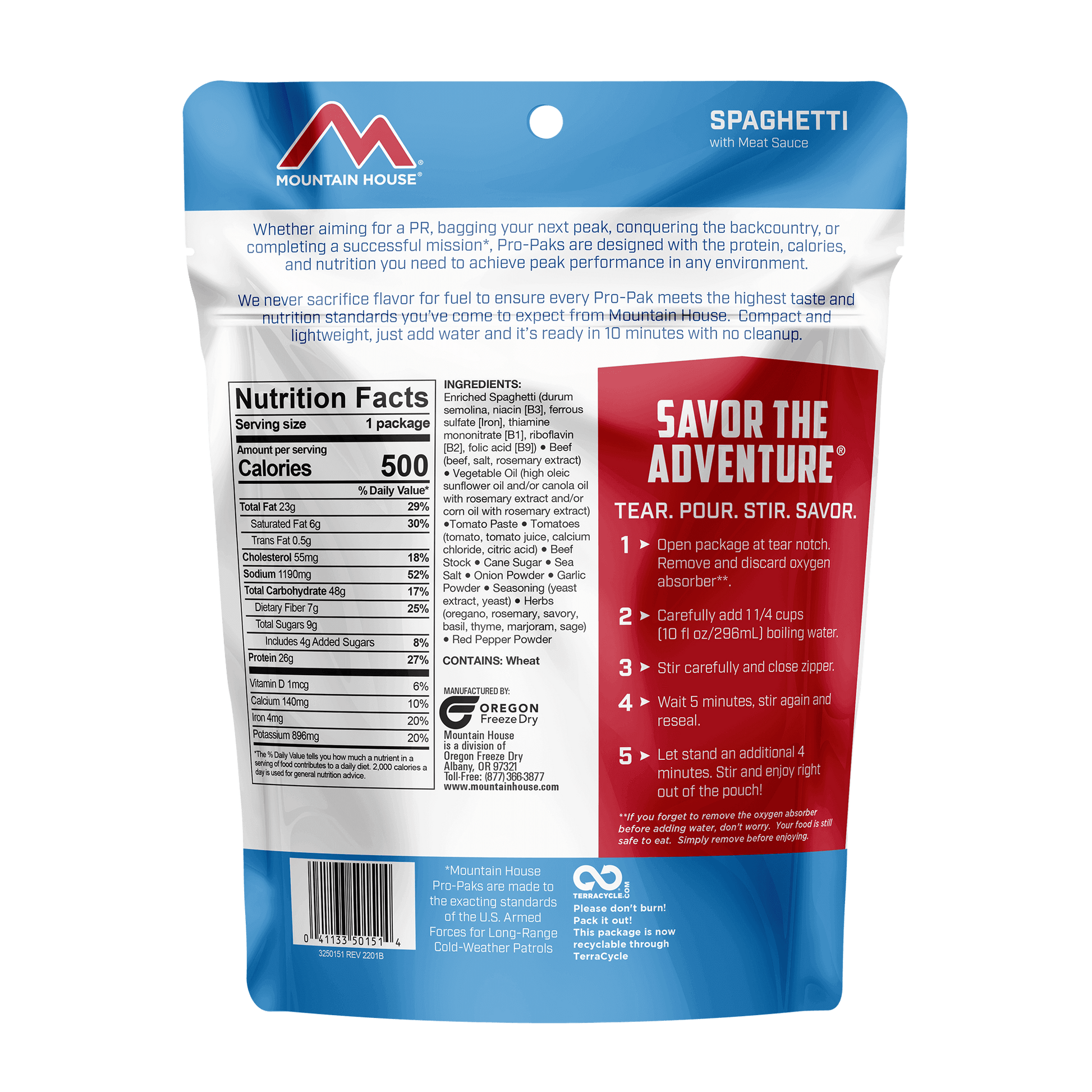 Mountain House Spaghetti with Meat Sauce Pro-Pak Pouch - 6 Pack