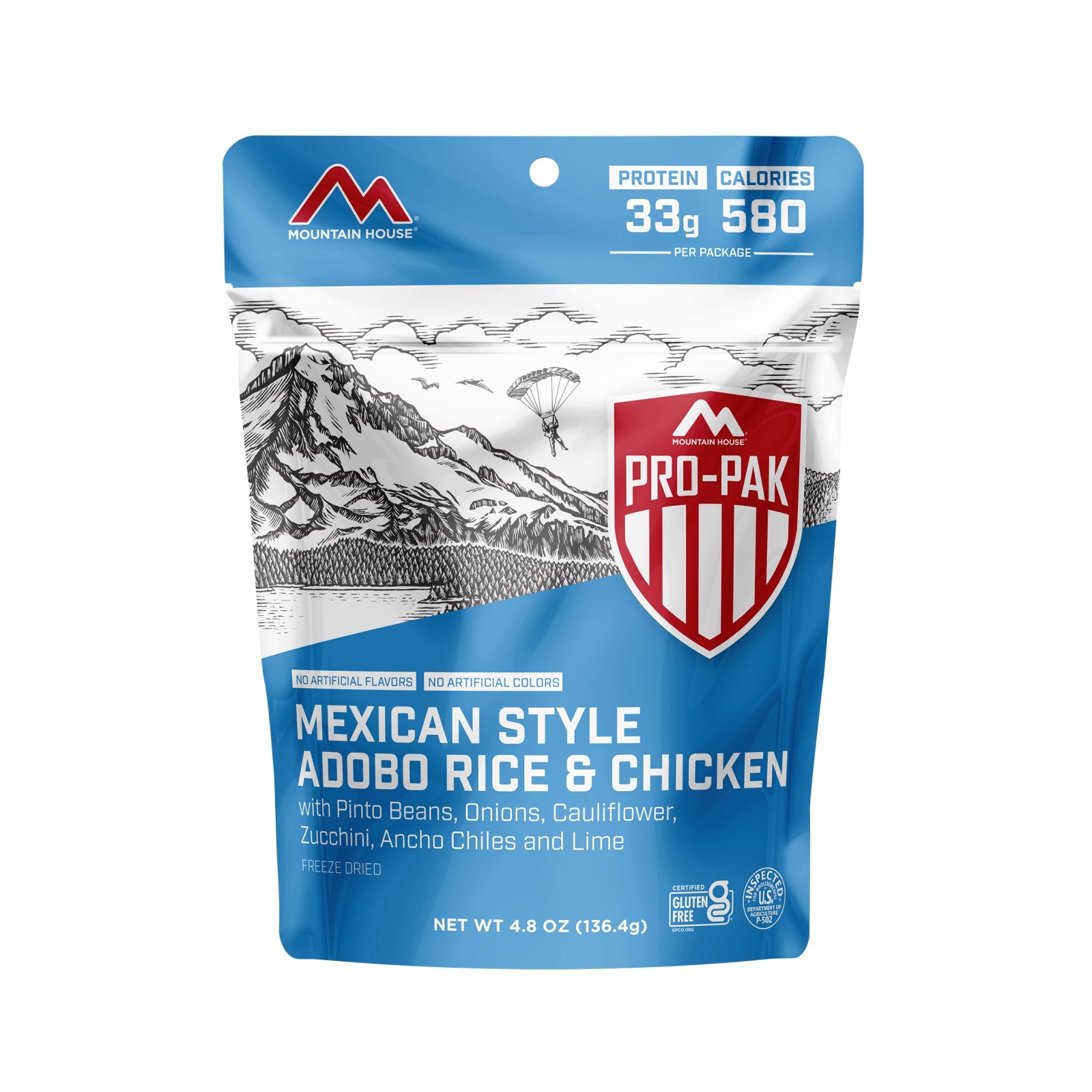 Mountain House Mexican Style Adobo Rice & Chicken Pro-Pak | Freeze Dried Backpacking & Camping Food | One Serving - Pro-Pak - 6 Pouches