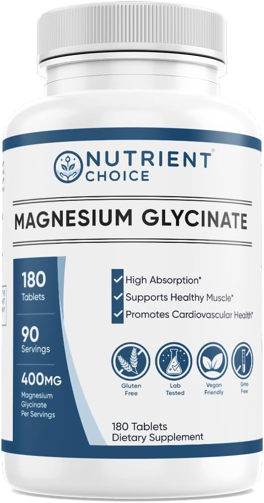 Nutrient Choice 400 mg Magnesium Glycinate 180 Tablets 90 Servings