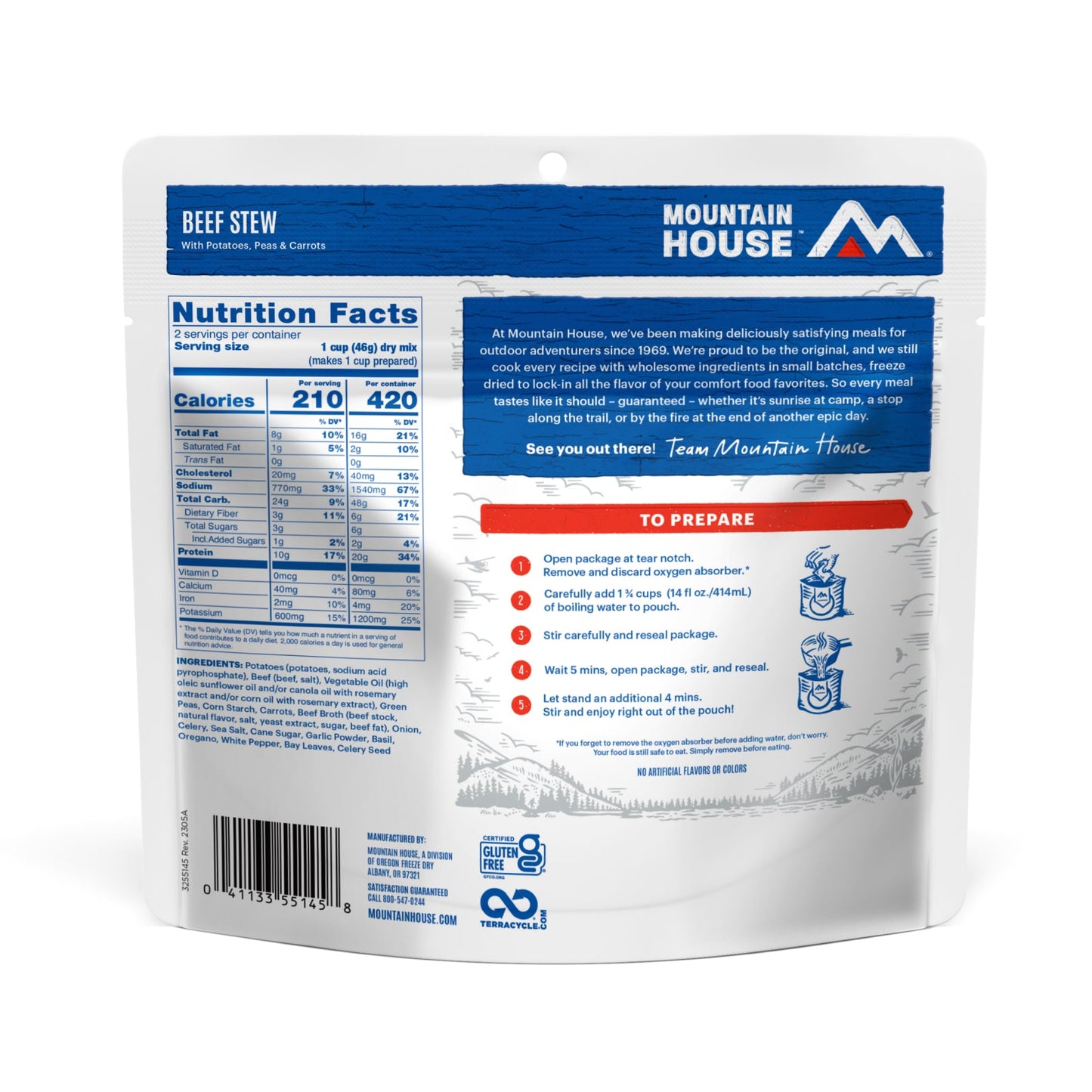 Mountain House Freeze-Dried Beef Stew - Pouch (6 Pack) | On-The-Go Meals