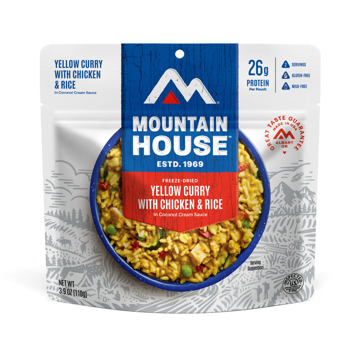 Mountain House Yellow Curry with Chicken & Rice Pouch 6-Pack | Freeze Dried Backpacking & Camping Food | Gluten-Free