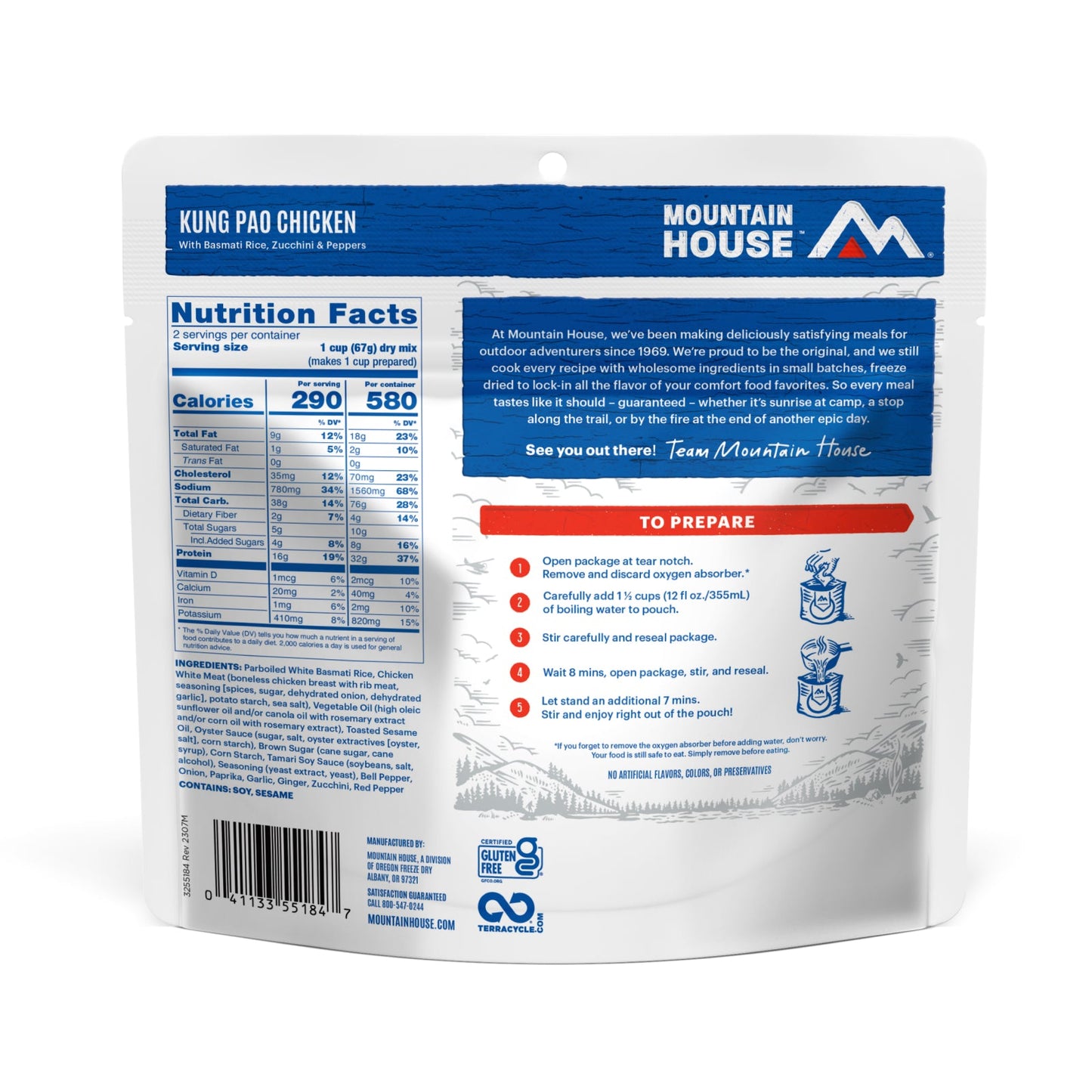 Mountain House Kung Pao Chicken – Freeze-Dried Meal (6 Pouches/Case)