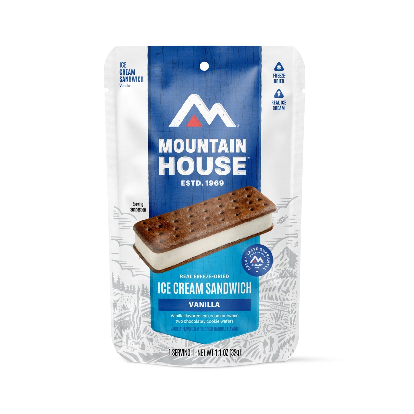 Mountain House Vanilla freeze-dried Ice Cream Sandwich | 1 Case - 12 POUCH