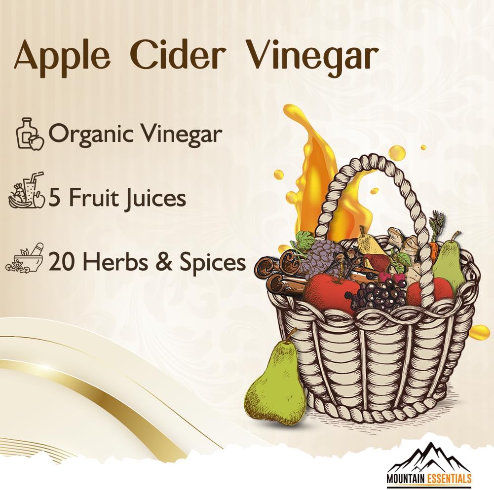 Mountain Essentials Natural Wellness Recipe Apple Cider Vinegar with Elderberry Juice Liquid Complex 25 oz