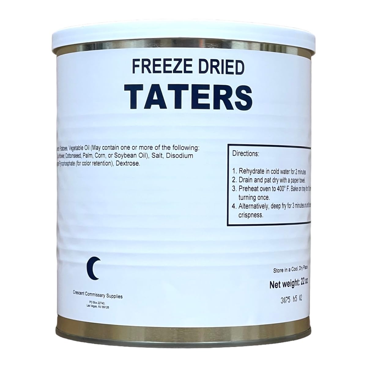 Freeze-Dried Real Potato Tater Tots Can - Emergency Food Supply