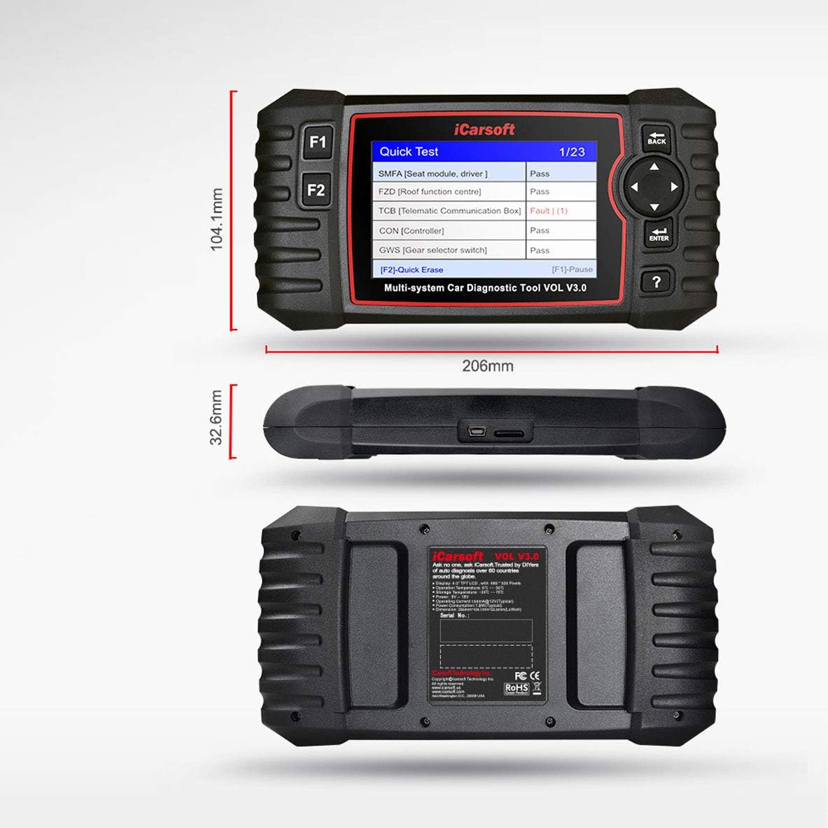 iCarsoft VOL V3.0 for Volvo/Saab Diagnostic Tool with auto VIN/Quick Test/Actuation Test