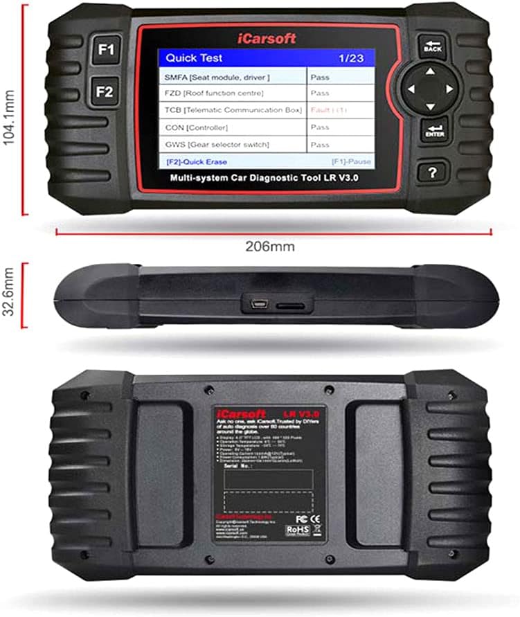 iCarsoft LR V3.0 for Land Rover/Jaguar Diagnostic Tool with auto VIN/Quick Test/Actuation Test