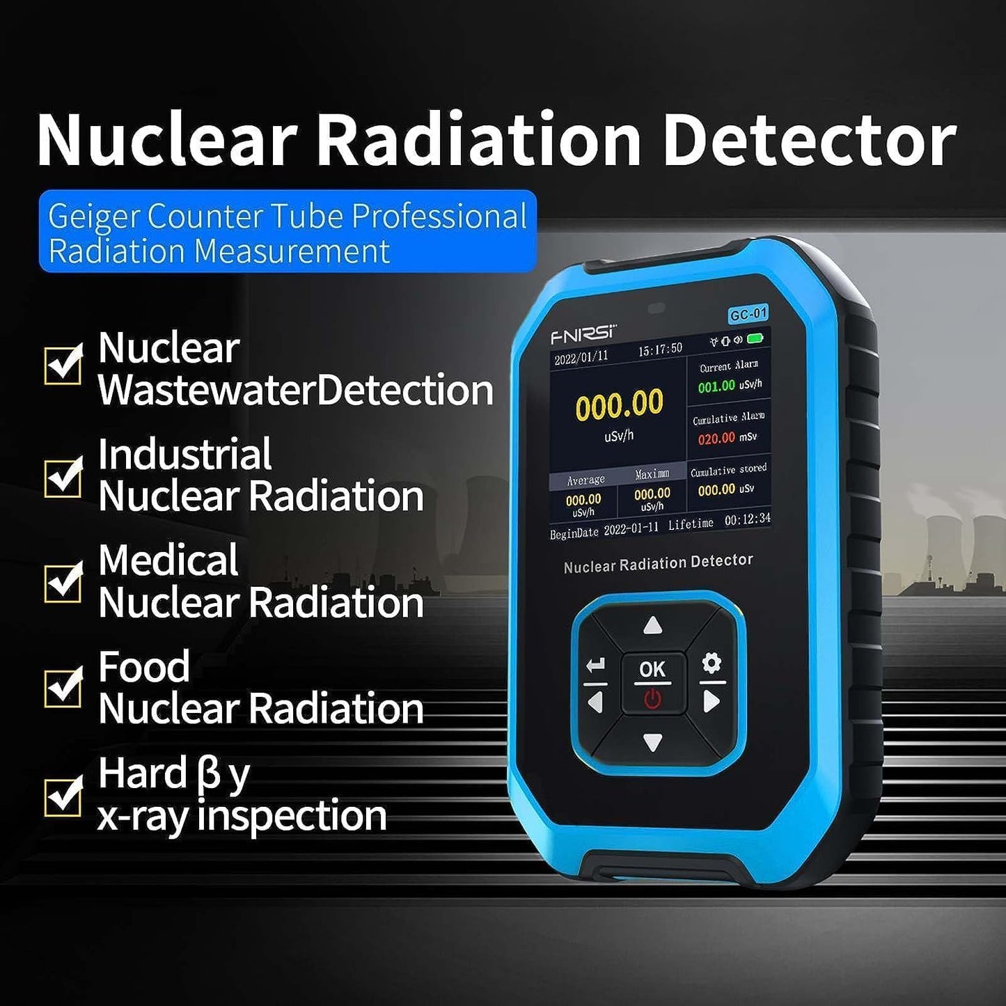 FNIRSI GC-01 Geiger Counter Nuclear Radiation Detector - Personal Dosimeter