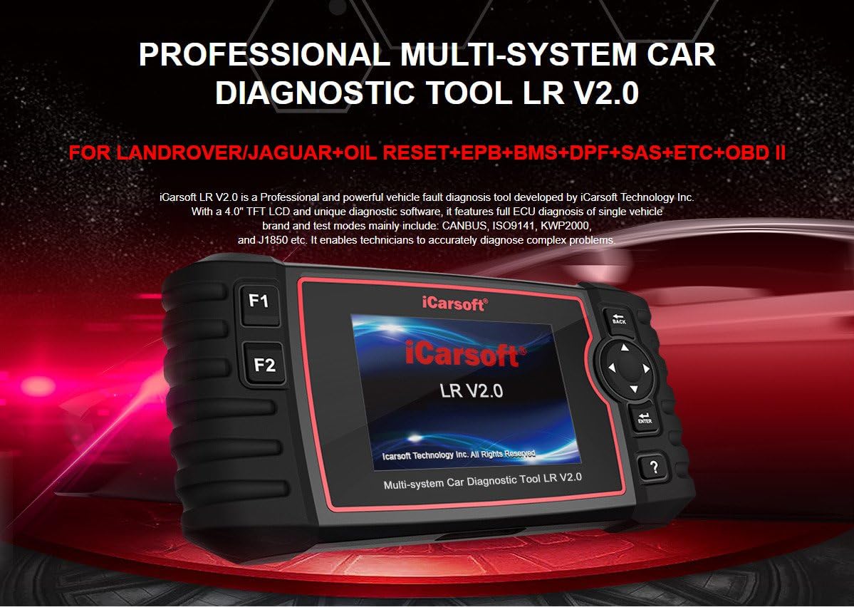 iCarsoft Professional Multi-System Auto Diagnostic Tool LR V2.0 Compatible for Landrover/Jaguar ABS SRS Oil Reset Update for LR II - Old Version Basic Scan