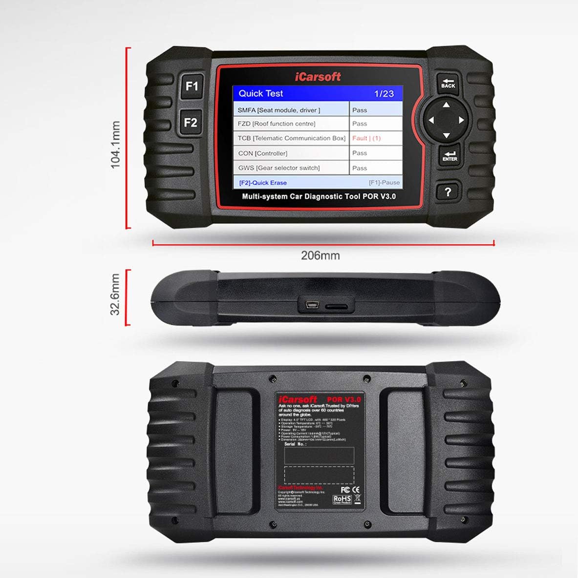 iCarsoft POR V3.0 for Porsche/Cayenne Diagnostic Tool with auto VIN/Quick Test