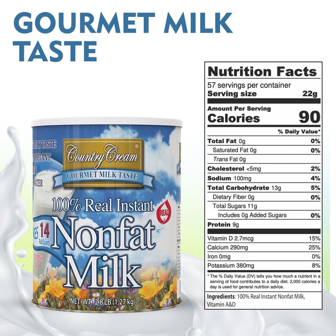 100% Real Instant Nonfat Milk (Country Cream) 44.8 oz #10