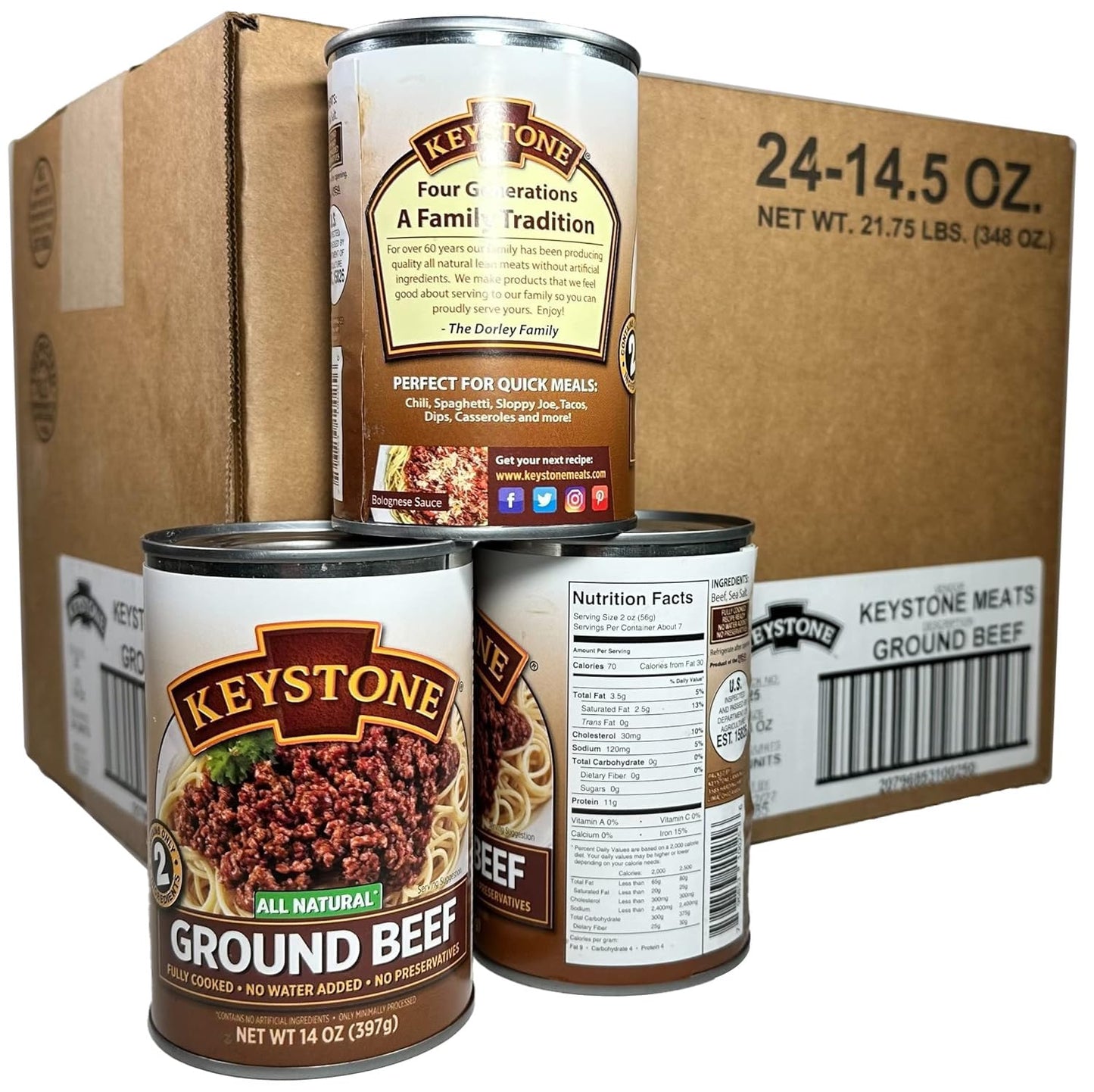 Keystone Meats All Natural Ground Beef 14 Oz Can