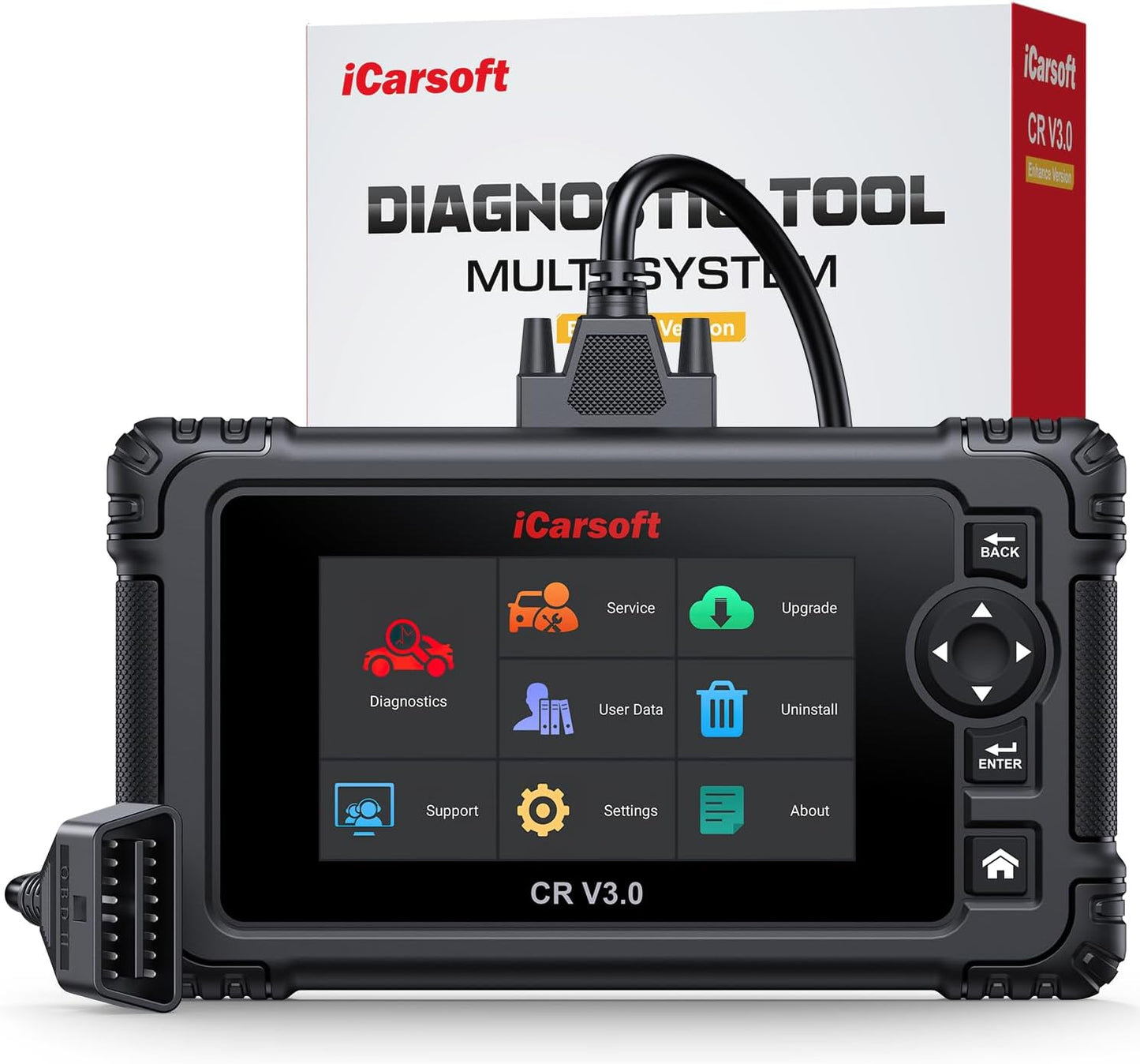 Bidirectional OBD2 Scanner Diagnostic Tool, iCarsoft CR V3.0 (Enhance Version) Vehicle Scan Tool 45 Reset+38 Extra Services,All System, Active Test Code Reader, Auto VIN, Free Update