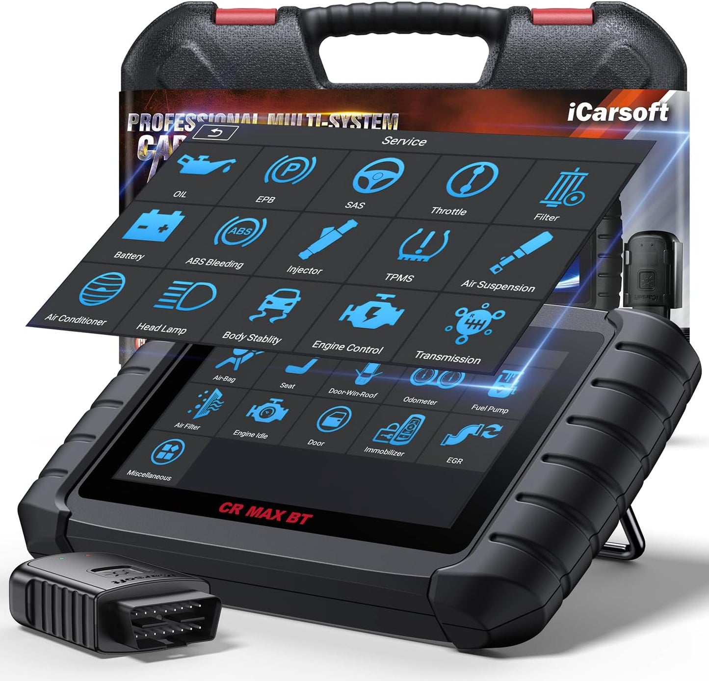 iCarsoft CR Max BT (Enhance Version) Bluetooth Bidirectional Scan Tool, All System, 49 Reset+Extra 38 Service-Oil/EPB/BMS/SAS/SRS/ABS etc.OBD2 Diagnostic Scanner, 4-in-1 Live Graphing, Free Update