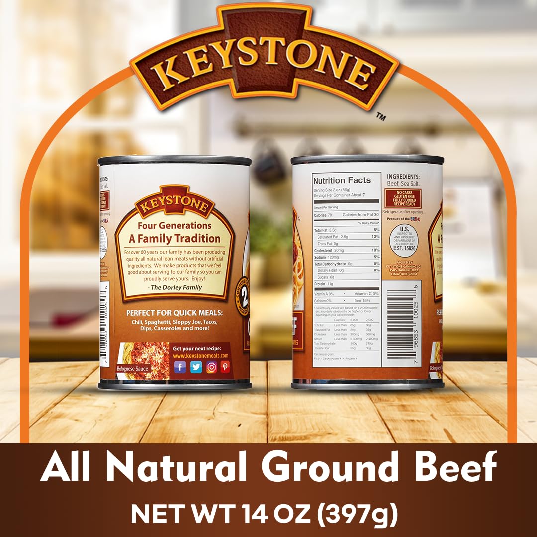 Keystone Meats All Natural Ground Beef 14 Oz Can