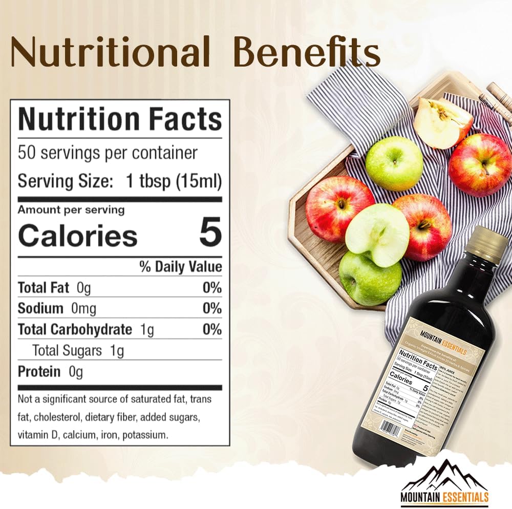 Mountain Essentials Natural Wellness Recipe Apple Cider Vinegar with Elderberry Juice Liquid Complex 25 oz