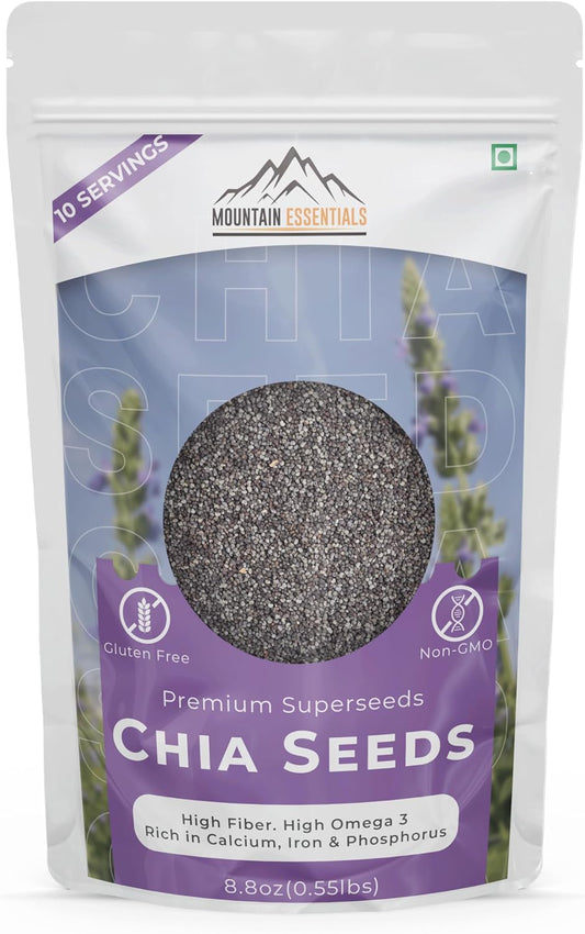 Mountain Essentials Premium Raw Chia Seeds (Black) - 8.8 Oz