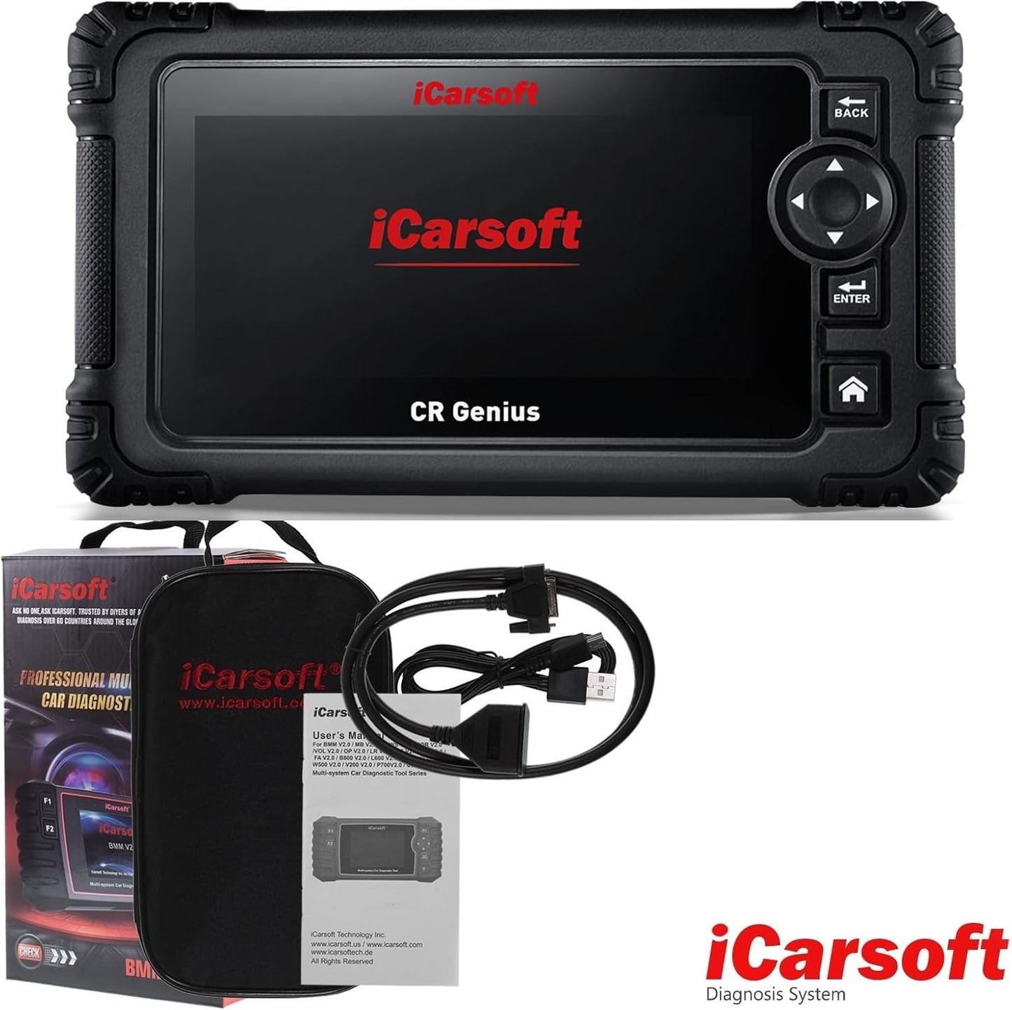 iCarsoft CR MAX 5'' Multi-Brand Vehicle Multi-Systems/Quick Test/Actuation Test/Touch Screen Car Diagnostic Scan Tool