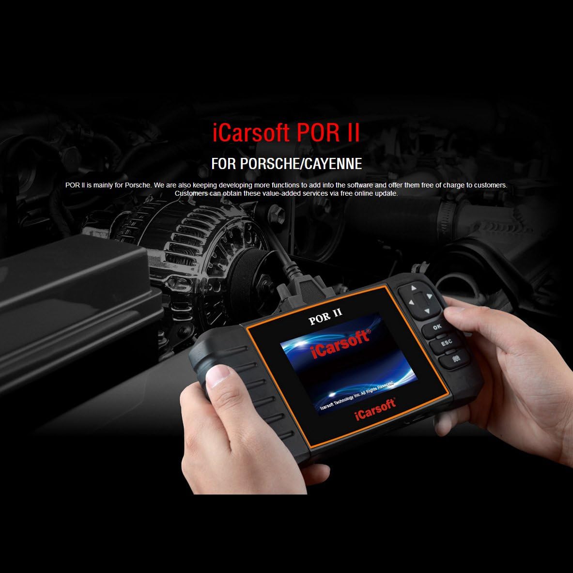 iCarsoft POR-II Porsche OBD-II Scanner Tool Multi-systems ABS SRS