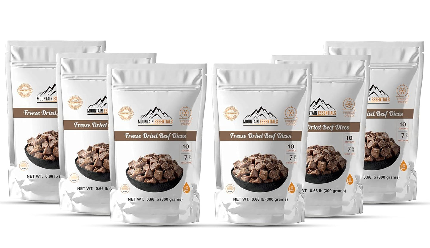 Mountain Essentials Freeze Dried Beef Dices Pouches - Protein Packed Meal