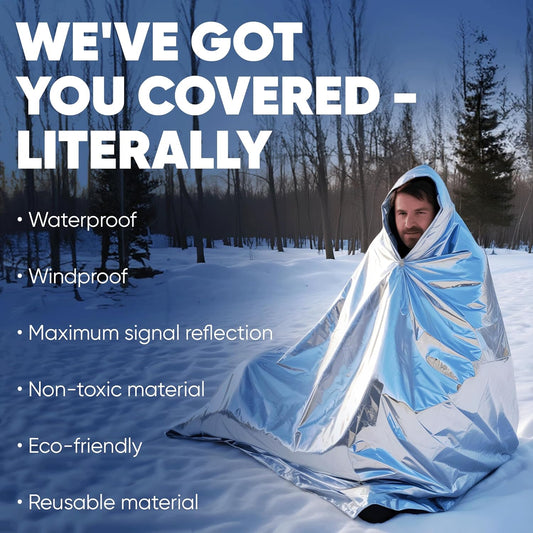 SAFECASTLE Emergency Mylar Blankets | Thermal First Aid Foil Blanket