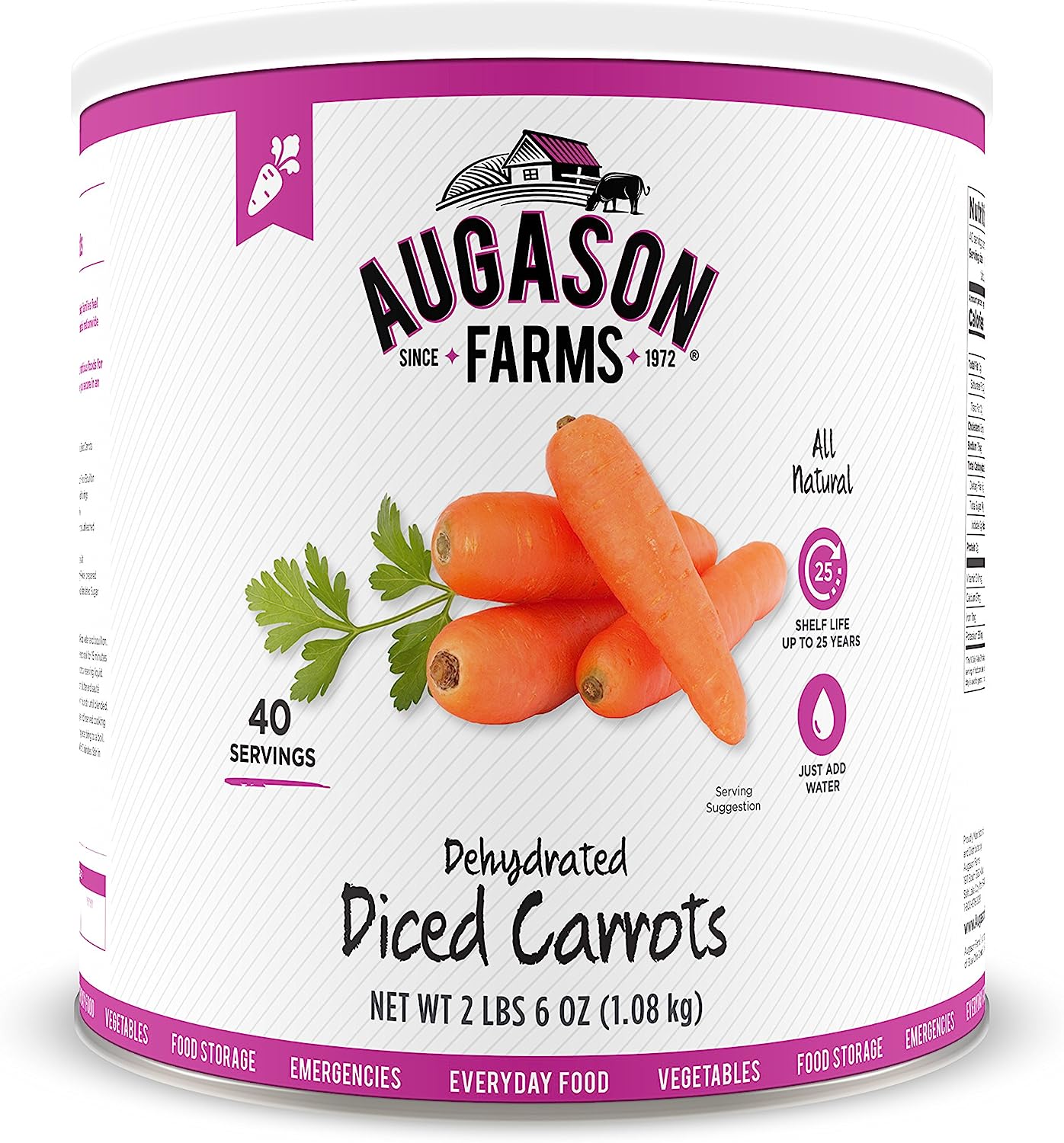 Augason Farms Emergency Food Dehydrated Diced Carrots 38 oz – Safecastle