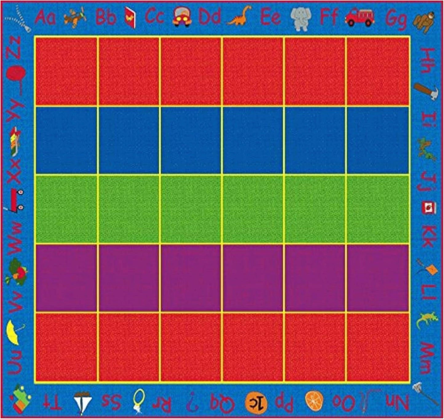 ABC Rainbow Seating Classroom Rug with 24 Seats - Kids Educational Learning Rug for Preschool, Kindergarten, and Elementary School