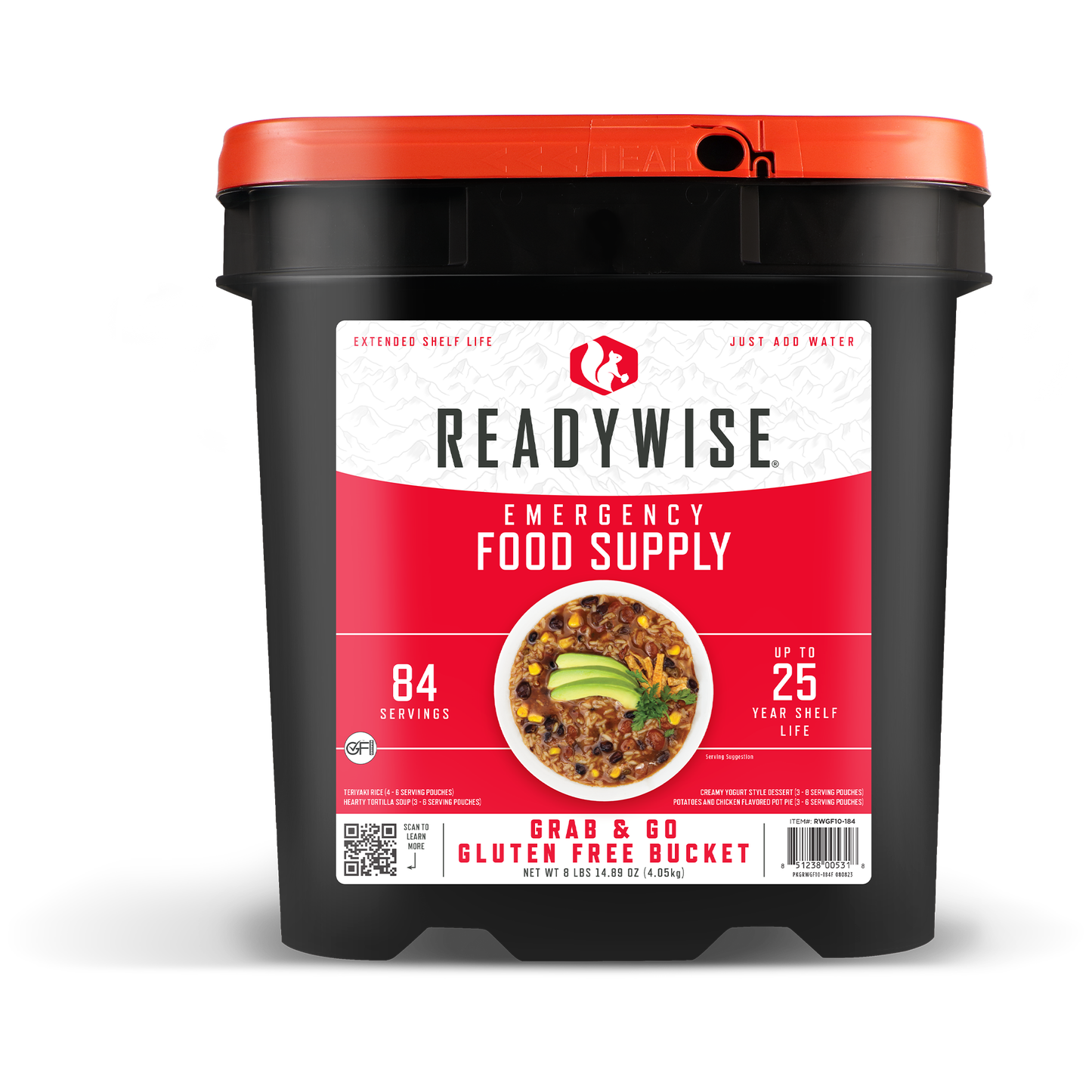 ReadyWise - GLUTEN FREE  84 Serving Breakfast and Entrée Grab and Go