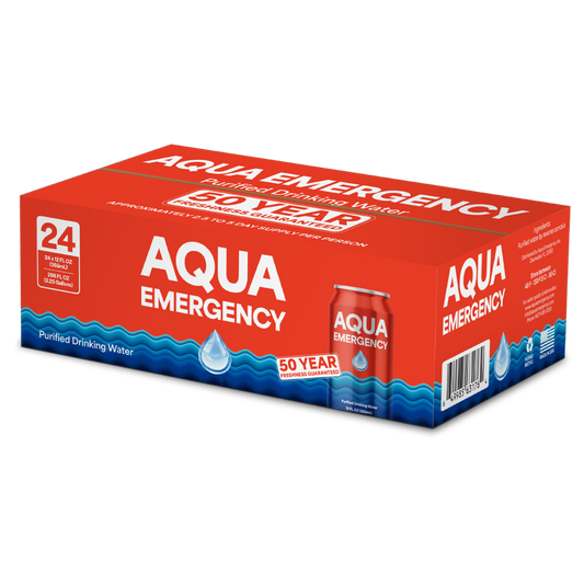 Aqua Emergency Water Case of 24 Cans, 50 year shelf life