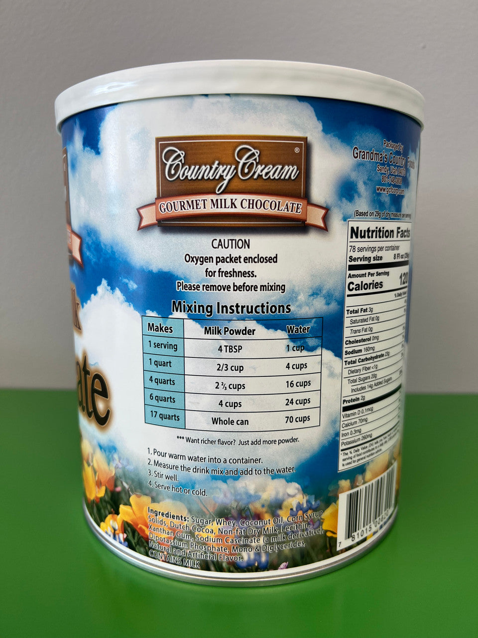 Grandmas Country Cream Chocolate Drink Case of 6 #10 Cans