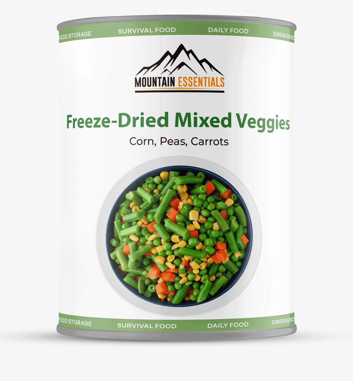 MOUNTAIN ESSENTIALS Freeze Dried Mixed Veggies (Corn, Peas, Carrot) 20 Oz Canned Food Shelf Stable Emergency Survival Camping Food Perfect for Lightweight Backpacking or Home Meals Pack of 1