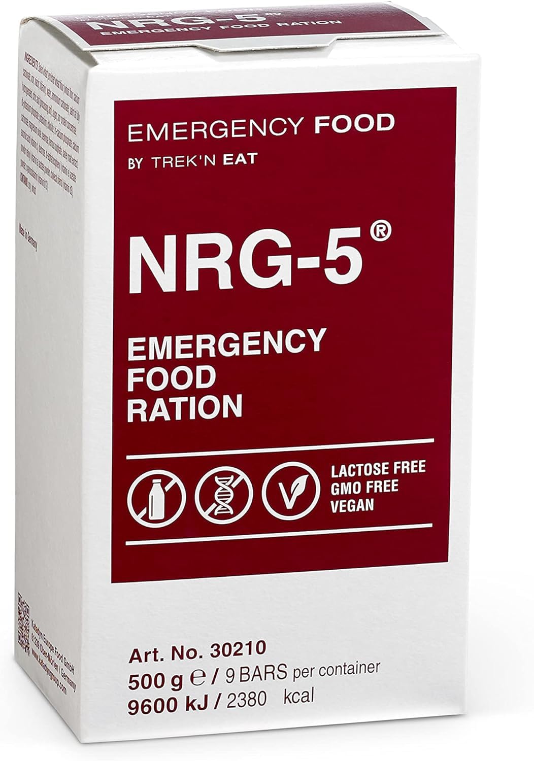 Katadyn NRG-5 Emergency Food Ration 500g Pack of 24 (216 Bars) Ready to Eat 2380 kcal per Pack, Vegan, Lactose-Free, GMO-Free