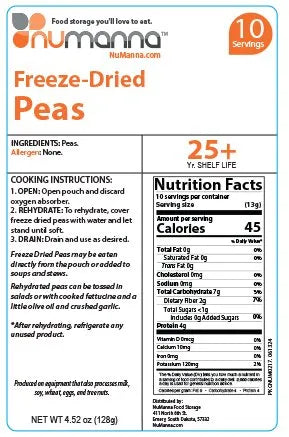 NuManna Freeze-Dried Vegetables | 1 Bucket (New)