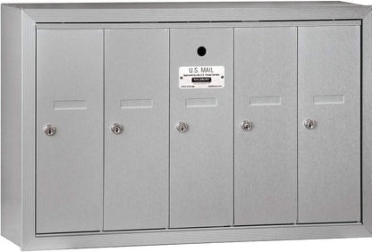 Salsbury Vertical Mailbox 5 Door, Aluminum - 3505ASP (Includes Master Commercial Lock)