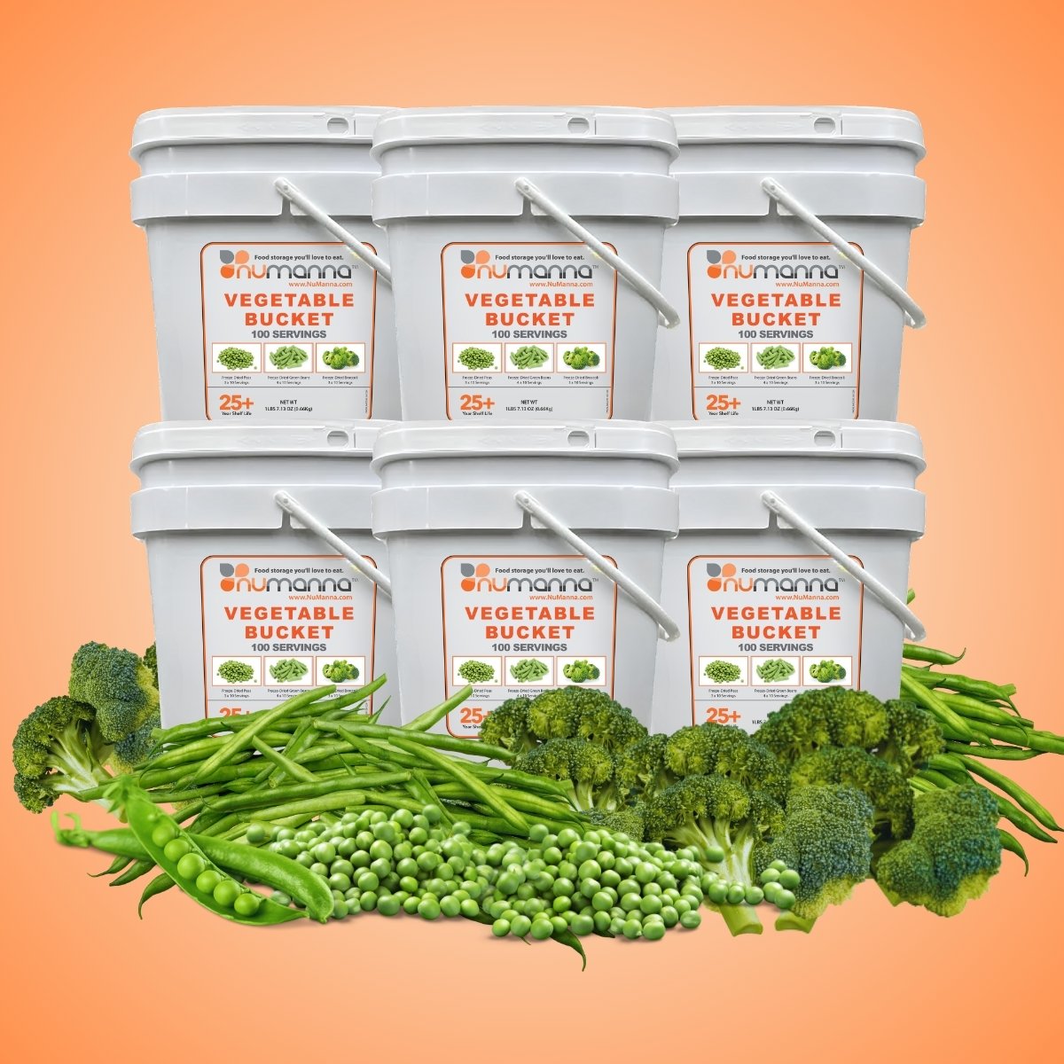 NuManna Mega Vegetable Pack – Emergency Freeze-Dried Vegetables | 6 Buckets (New)