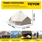 VEVOR 6m Bell Tent 19.7x13.1x9.8 ft Yurt Beige Canvas Tent Cotton Glamping Tents 8-12 Person 4 Season Teepee Tent Portable for Adults Luxury Safari Tent for Family Outdoor Camping Lightweight