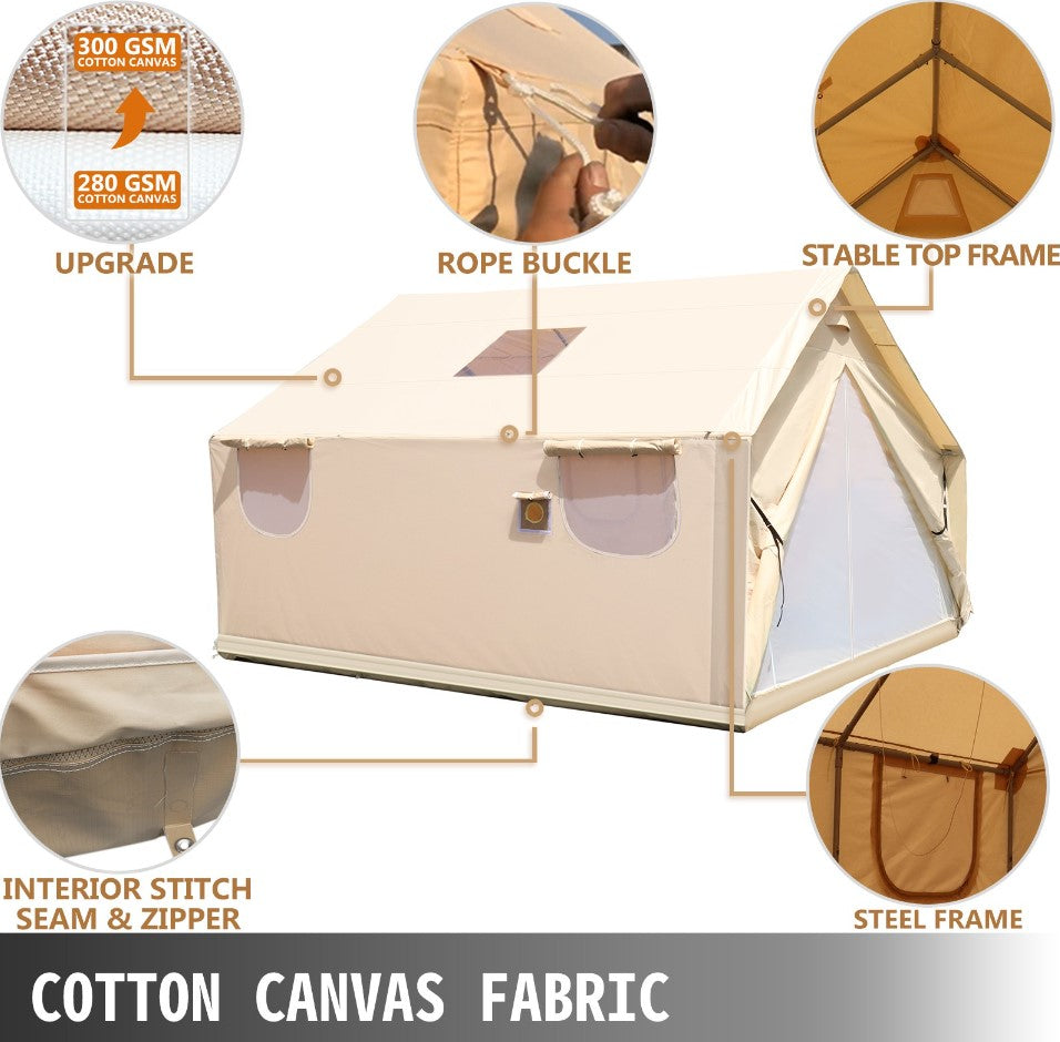 VEVOR Canvas Wall Tent 14X16ft, Wall Tent with PVC Storm Flap, Large Canvas Wall Tent Waterproof, Camping Canvas Tents With Stove Hole for 8-10 people Outdoor Camping Hiking Party Hunting