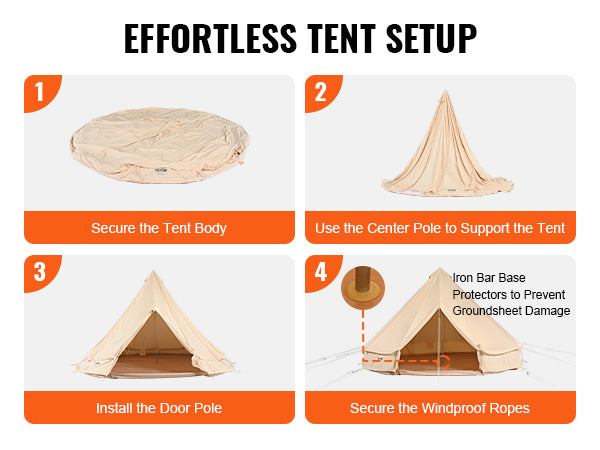 VEVOR 8-10 Person Canvas Glamping Bell Tent, Breathable Waterproof Yurt Tent with Stove Jack and Detachable Side Wall for Family Camping,16'x16'x118 "(Diameter 5M)