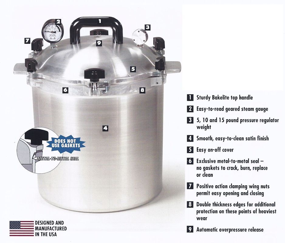 All American Pressure Cooker Canner for Home Stovetop Canning, USA Made for  Gas or Electric Stoves, 41.5 quarts 
