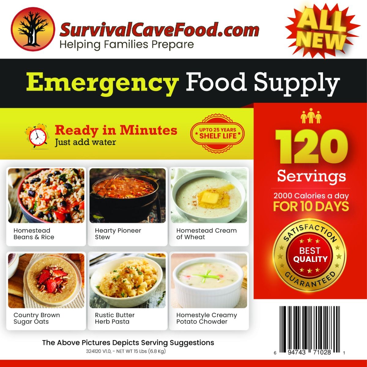 Survival Cave Food - 120-Serving Emergency Meal Kit