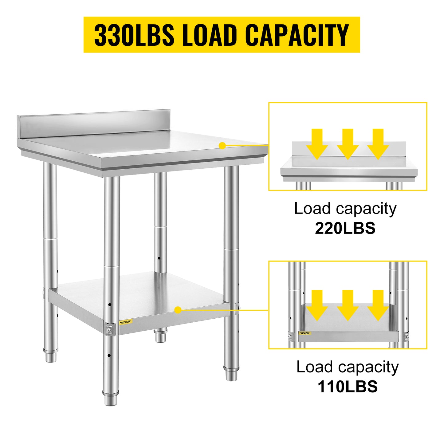 24" X 24" Commercial Stainless Steel Work Table Bench Prep Kitchen Restaurant