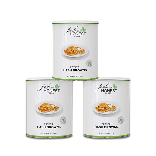 Fresh and Honest Foods Dehydrated Potato Hash Browns #10 Cans. Perfect for Emergencies, Food Storage, Survival, Camping, and more.