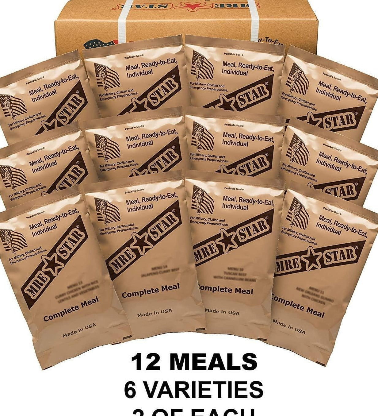 MRE Star Case of 12 MRE Star Standard Read to Eat Meal, Butter